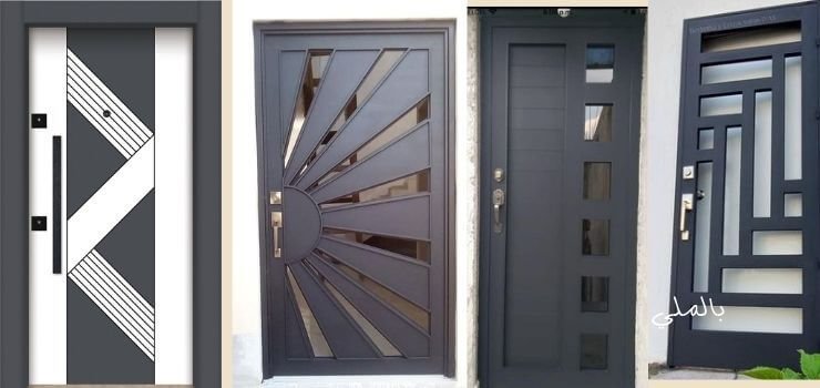 أبواب الحديد تصاميمها وأشكالها وأسعارها المختلفة 5 باب حديد خارجي لون رمادي
