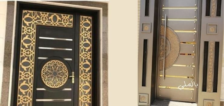 أبواب الحديد تصاميمها وأشكالها وأسعارها المختلفة 4 باب حديد لون ذهبي