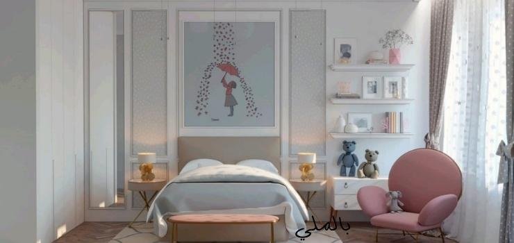 اجمل غرف نوم اطفال 2023 19 خزانه الملابس مع السرير غرف اطفال